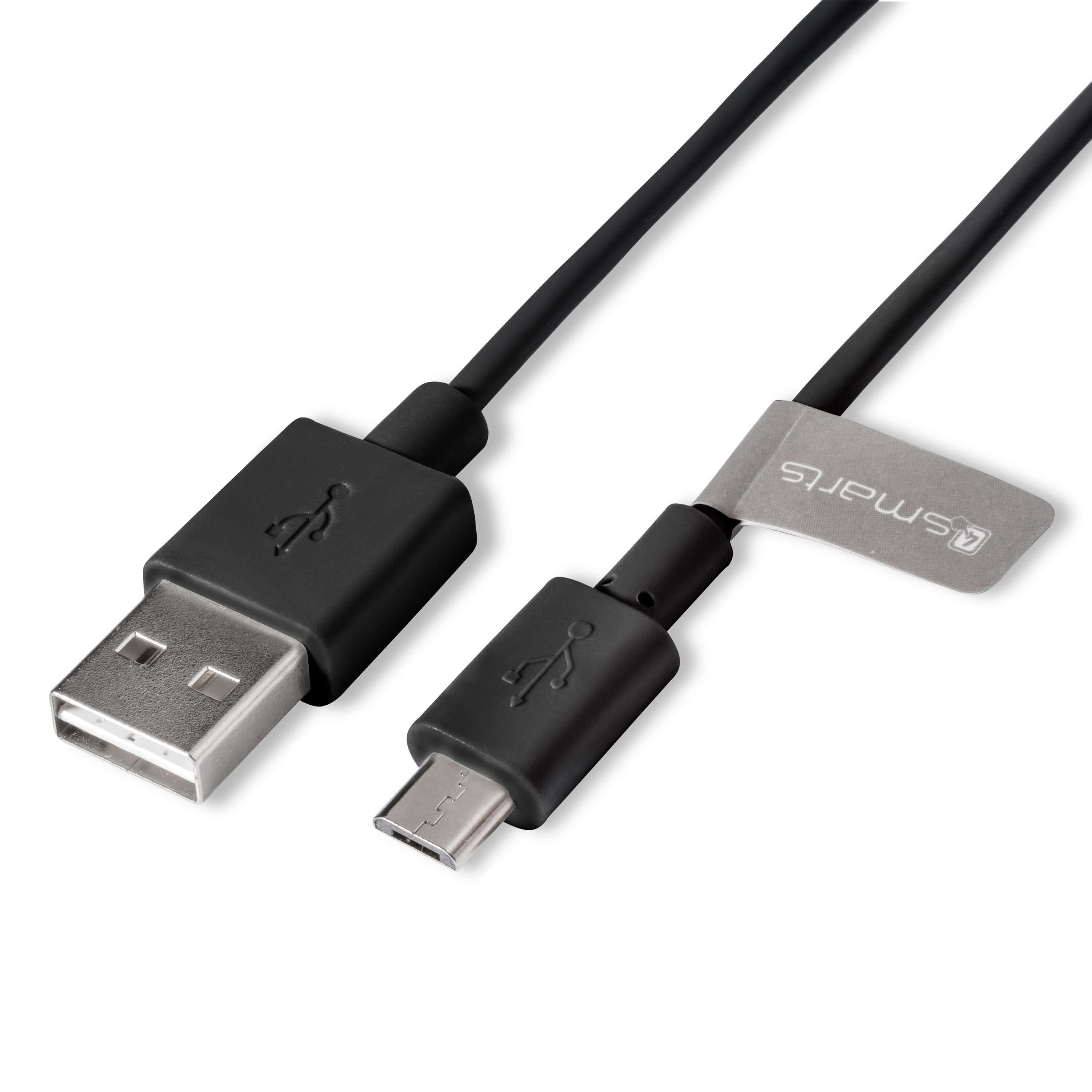 Компактен microUSB кабел с (100 см) - 4smarts Basic Micro-USB Data Cable BasicCord 1m (черен)