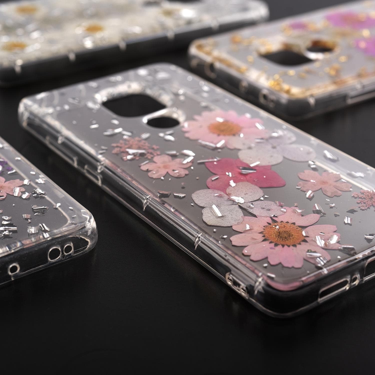 Силиконов (TPU) калъф с цветя за Huawei Mate 20 - 4smarts Soft Cover Glamour Bouquet (прозрачен-розов)