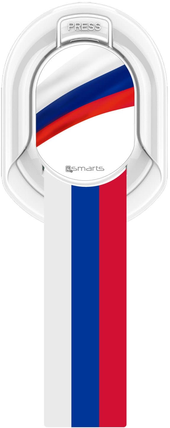 Каишка за задържане за смартфони с руското знаме - 4smarts Loop-Guard Finger Strap Russia (бял-син-червен)