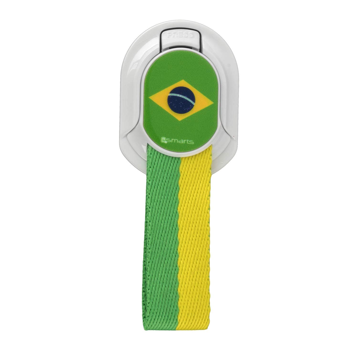 Каишка за задържане за смартфони с бразилското знаме - 4smarts Loop Guard Finger Strap Brazil (бял-зелен)