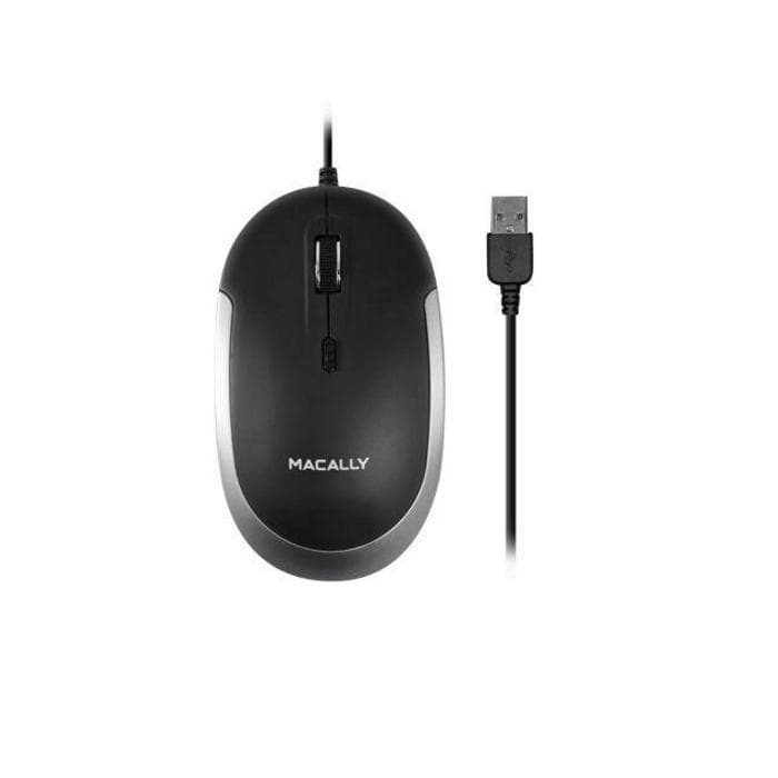 Macally DYNAMOUSE USB Optical Mouse - USB оптична мишка за PC и Mac (черен-сив)