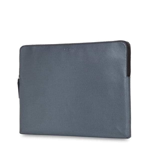 Луксозен кожен калъф с цип за преносими компютри до 16 инча - Knomo Laptop Leather Embossed Sleeve 16 (сребрист)