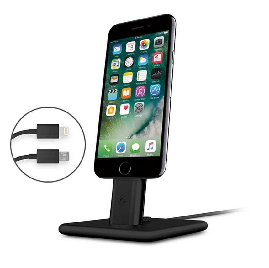 Алуминиева повдигаща поставка с Lightning и microUSB кабели - TwelveSouth HiRise 2 Deluxe (черен)