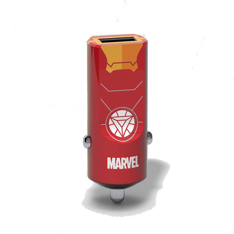 Зарядно за кола с 2.4A USB изход за мобилни устройства - USB Tribe Marvel Iron Man USB Car Charger (червен)