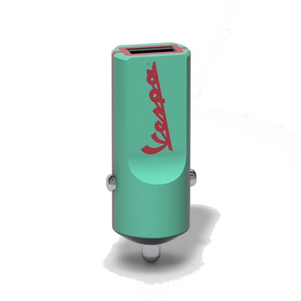 Зарядно за кола с 2.4A USB изход за мобилни устройства - USB Tribe Vespa Acquamarina USB Car Charger (зелен)