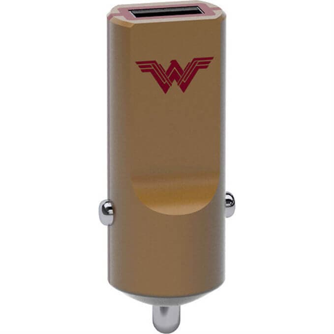 Зарядно за кола с 2.4A USB изход за мобилни устройства - USB Tribe DC Movie Wonder Woman USB Car Charger (златист)