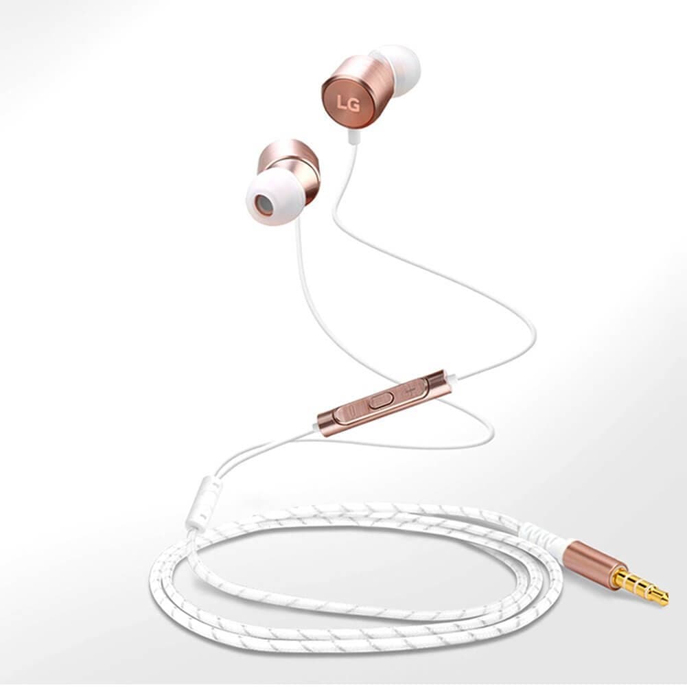 Оригинални слушалки с микрофон и управление на звука за LG смартфони (розово злато) - LG Headset QuadBeat 3 Tuned by AKG (bulk)
