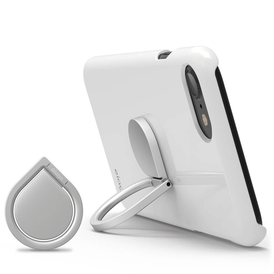 Поставка и аксесоар против изпускане на вашия смартфон - Elago Ring Holder Stand (сребриста)
