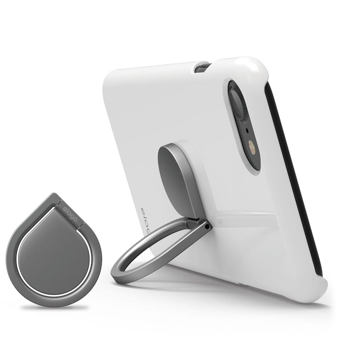 Поставка и аксесоар против изпускане на вашия смартфон - Elago Ring Holder Stand (тъмносива)