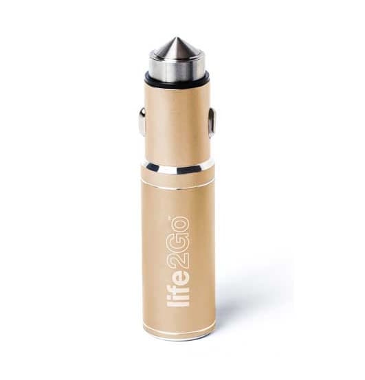 Зарядно за кола с USB изход и външна батерия 1000mAh - PlusUs Life2Go 2in1 Car charger + 1000mAh PowerBank (мед)