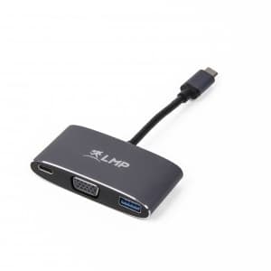 Адаптер за свързване от USB-C към VGA, USB-C, USB-A - LMP USB-C Multiport Adapter VGA & USB 3.0 (тъмносив)