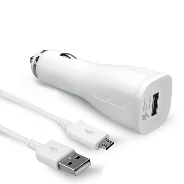 Оригинално зарядно за кола с MicroUSB кабел за Samsung и мобилни телефони (бял) - Samsung Fast Car Charger EP-LN915UWESTA 2.0A (bulk)