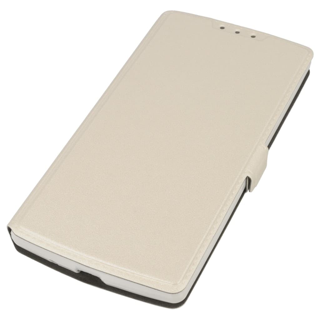Кожен калъф, тип портфейл и поставка за LG G4C, LG Magna - Wallet Flip Case (бял)