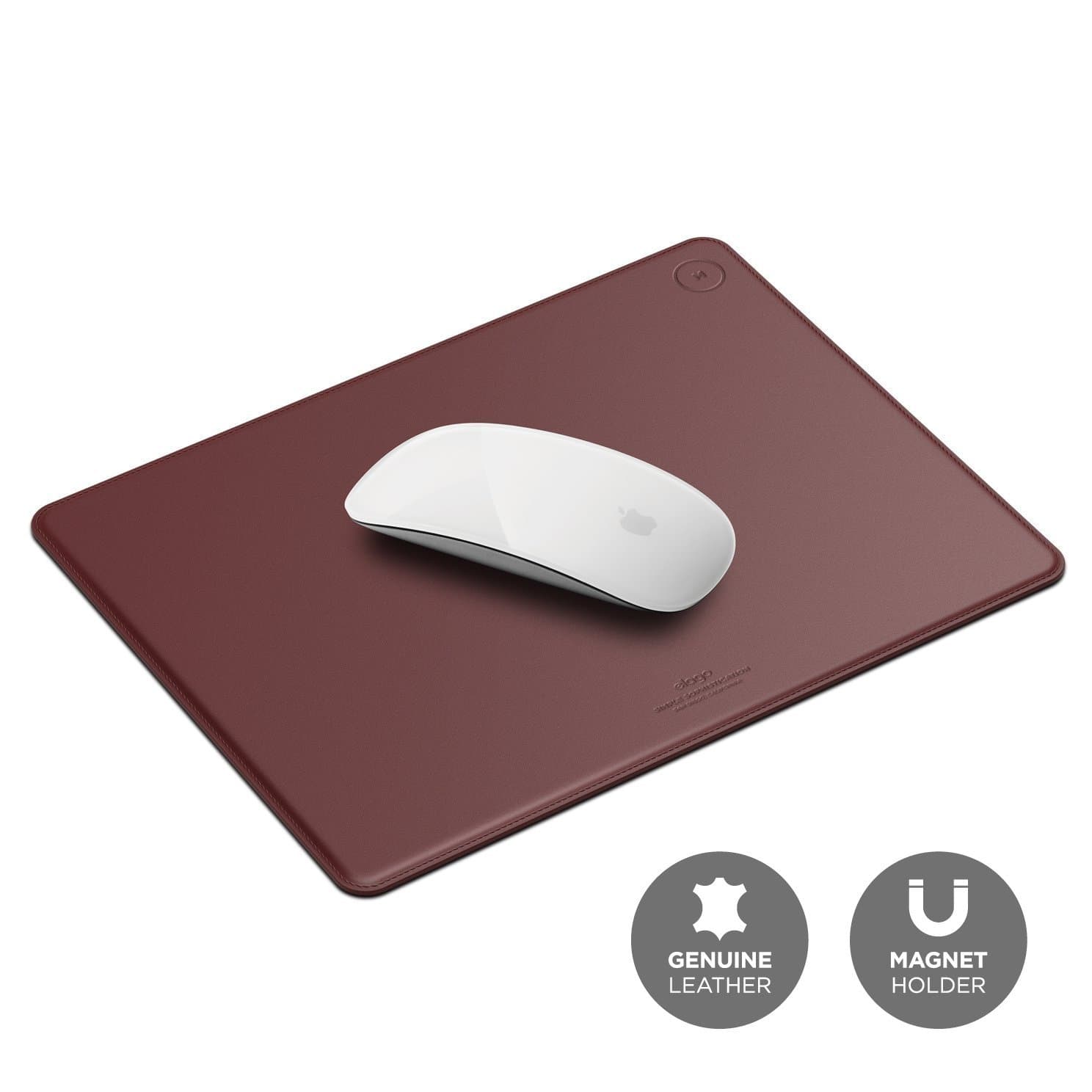 Дизайнерски кожен пад за мишка - Elago Leather Mouse Pad (бургунди)