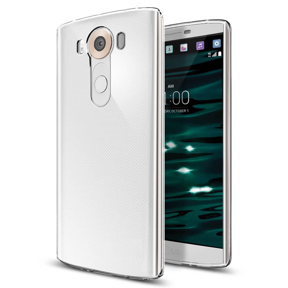 Тънък качествен термополиуретанов кейс за LG V10 (прозрачен) - Spigen Liquid Crystal Case