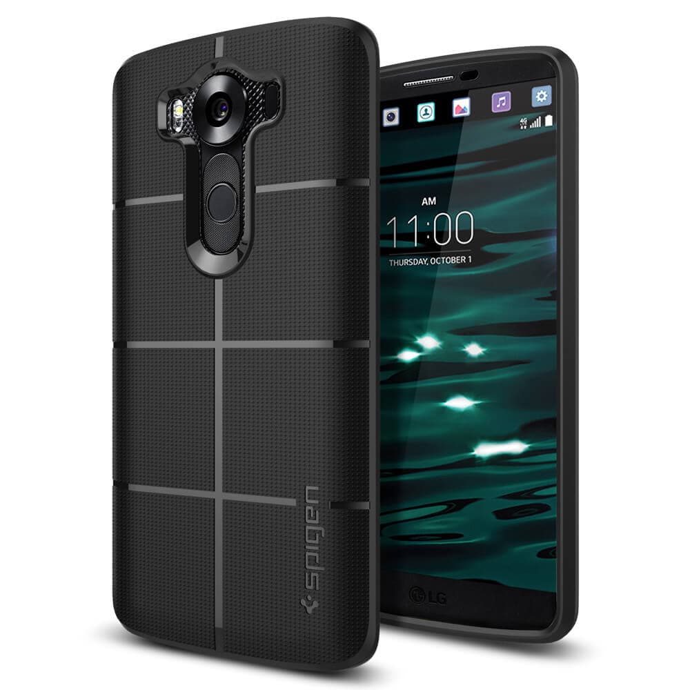 Термополиуретанов кейс с най-висока степен на защита за LG V10 - Spigen Rugged Armor Case (черен)