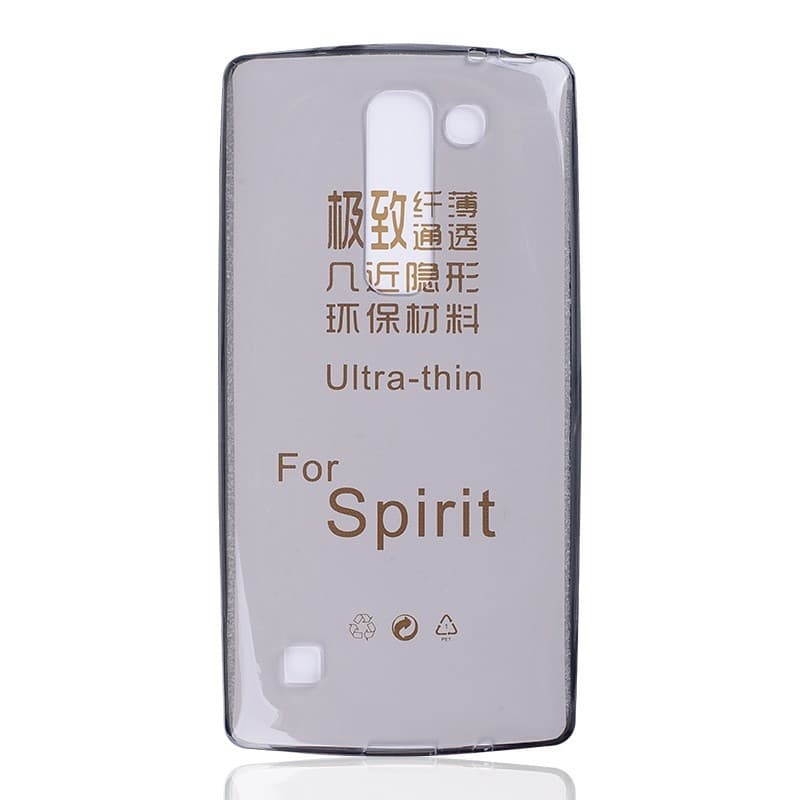 Тънък силиконов (TPU) калъф (0.3 mm) за LG Spirit - Ultra-Slim Case (черен-прозрачен)