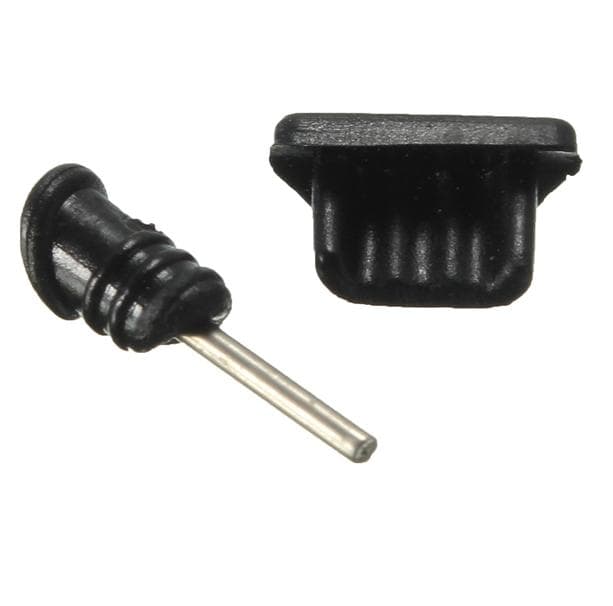 Силиконови тапи за входа за слушалки и MicroUSB порта за смартфони с MicroUSB порт - Trendy8 MicroUSB Dust Cap + Earphone Plug Set (черни)