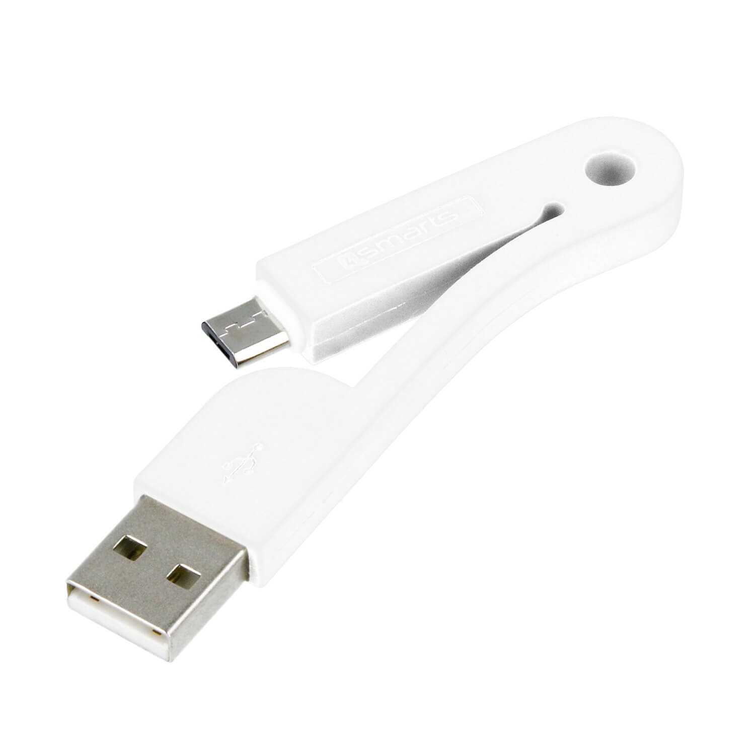 Компактен сгъваем microUSB кабел за мобилни устройства с microUSB вход - 4smarts FoldLink Micro-USB Mini Cable (бял)