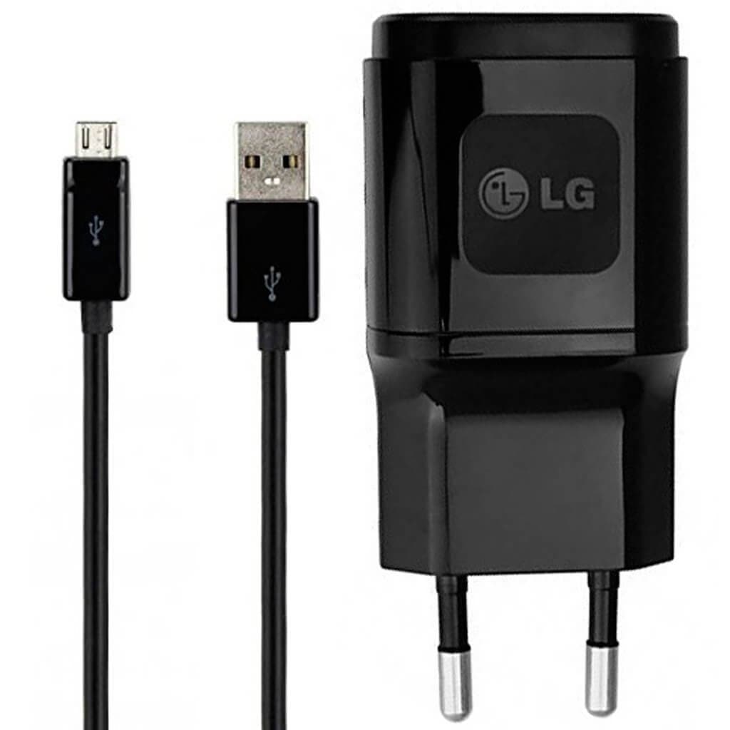 Захранване и microUSB кабел за LG устройства с microUSB (черен) - LG Travel Charger MCS-04ED 1800mA (bulk)