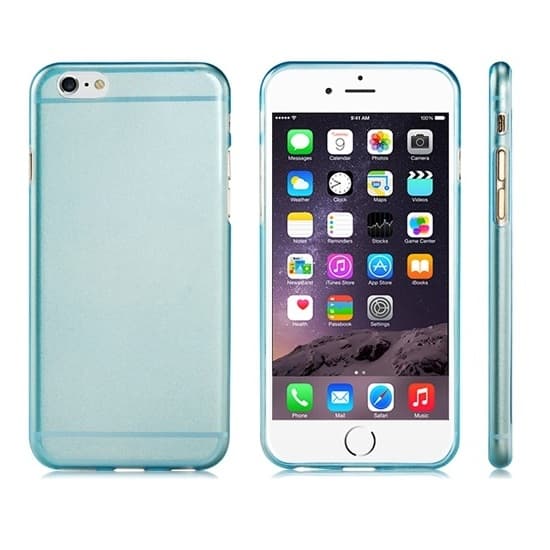 Тънък силиконов (TPU) калъф (0.3 mm) за iPhone 6, iPhone 6S - Ultra-Slim Case (син-прозрачен)
