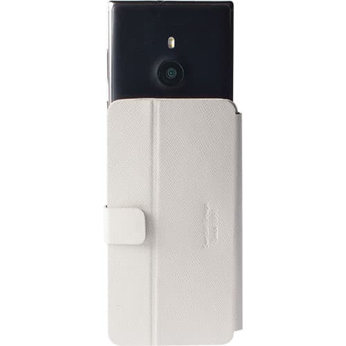 Универсален кожен калъф, тип портфейл за Desire 310, One X, Galaxy Alpha, Galaxy A3, Nexus 4 и други - Krusell Malmö FlipWallet Slide 3XL (бял)
