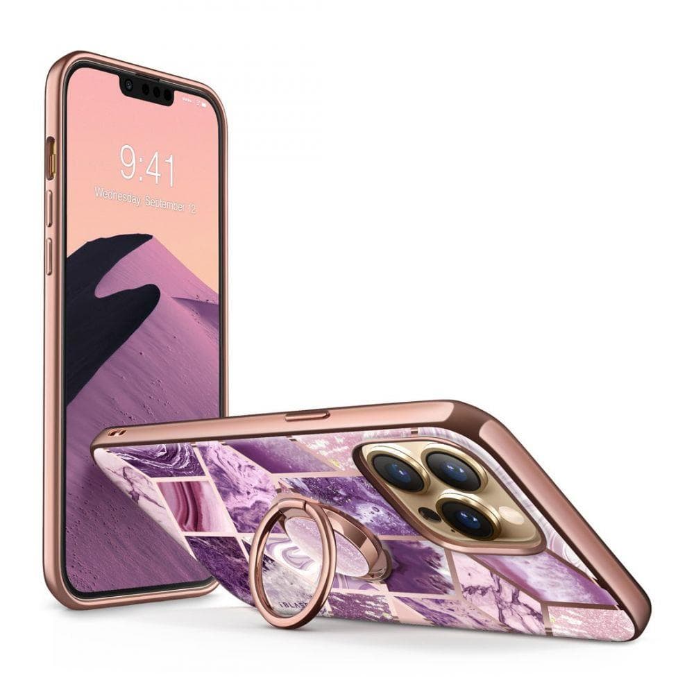 Удароустойчив хибриден кейс с пръстен против изпускане за iPhone 13 Pro Max - i-Blason Cosmo SupCase Protective Case (лилав)