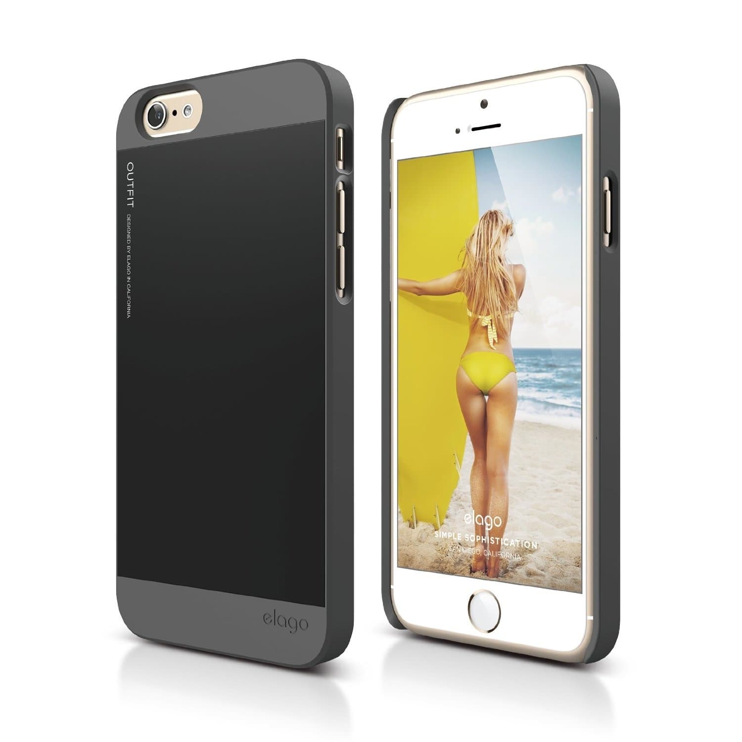 Алуминиев кейс и HD покритие за iPhone 6 Plus, iPhone 6S Plus - Elago S6P Outfit Aluminum + HD Clear Film (сив-черен)