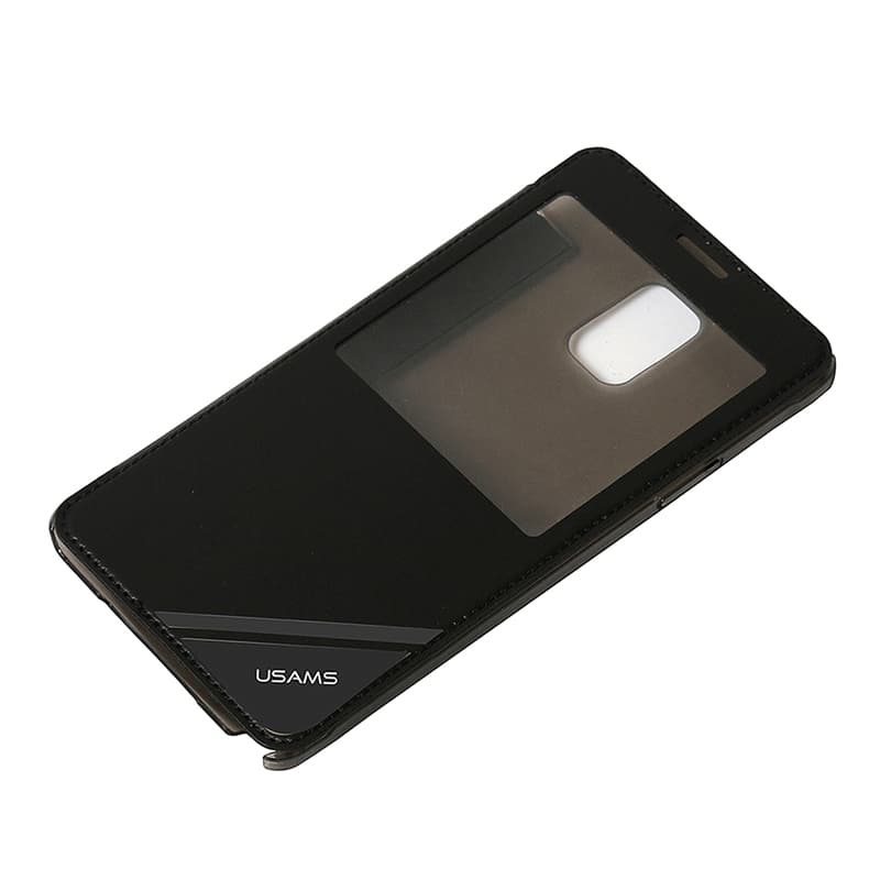Калъф, тип портфейл за Samsung Galaxy Note 4 - USAMS Flip-Case Viva Preview (черен)