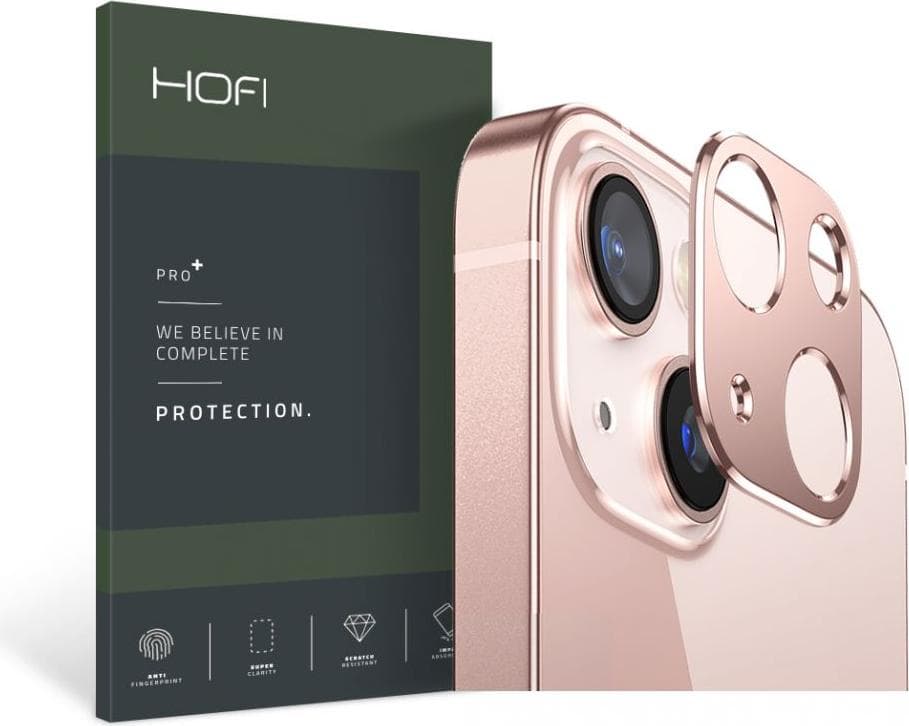 Предпазна метална плочка за камерата на iPhone 13 mini, iPhone 13 - Hofi Alucam Pro Plus Lens Protector (розово злато)