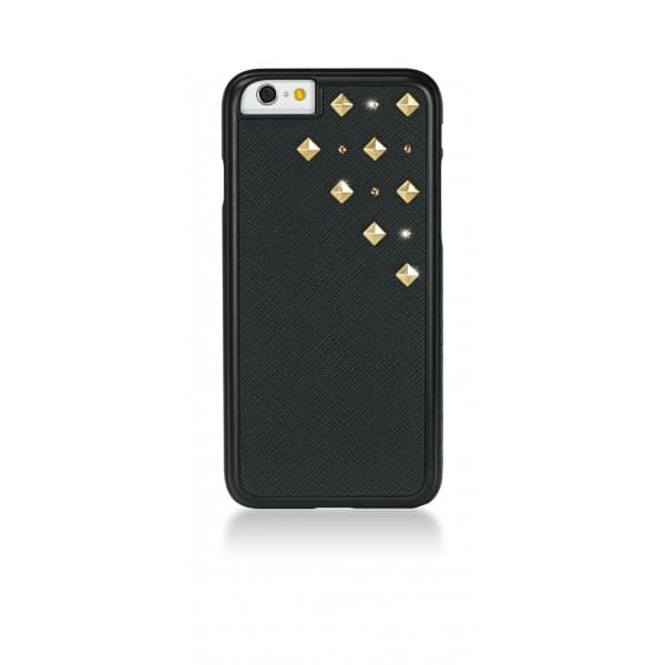 Кожен кейс с кристали Сваровски за iPhone 6, iPhone 6S - Bling My Thing Metallic Solar Flare (черен)