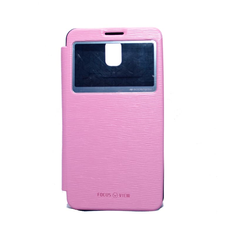 Кожен калъф, тип портфейл за Samsung Galaxy Note 3 N9005 - Mercury Goospery Focus View Cover Case (розов)