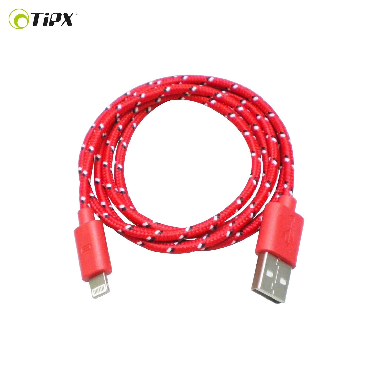Плетен Lightning кабел за iPhone, iPad, iPod (1 метър) - TIPX Sync and Charge Lightning (червен)