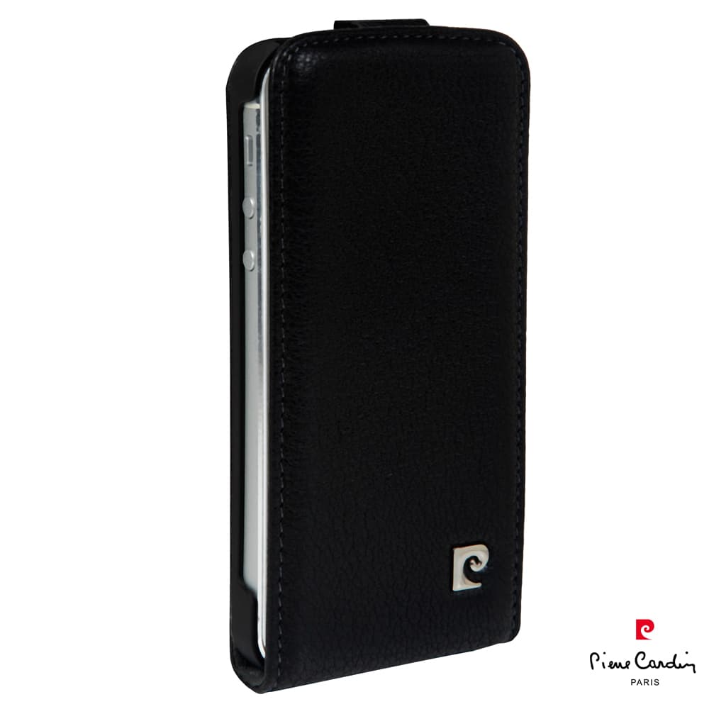 Вертикален кожен калъф (флип) за iPhone 5S, iPhone 5, iPhone SE - Pierre Cardin Lux Case (черен)
