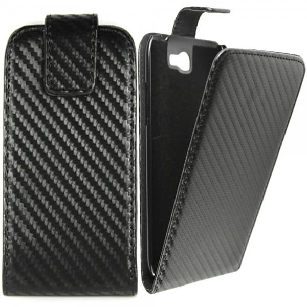 Вертикален кожен калъф с капак за Samsung Galaxy S Duos S7562 - Carbon Leather Case (черен)