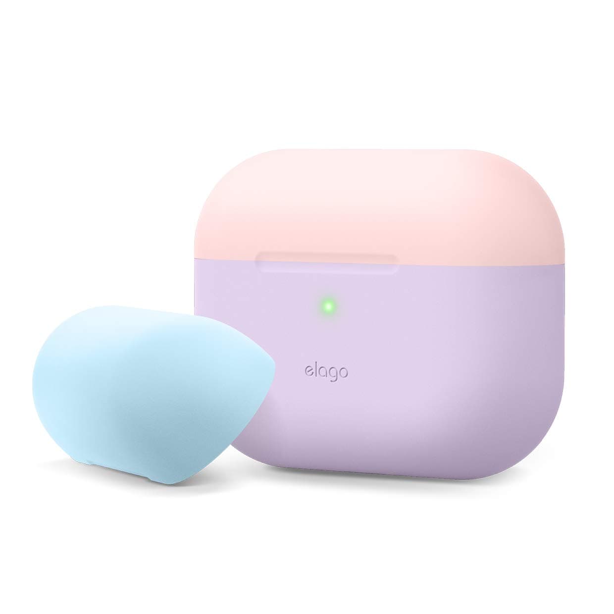Калъф за слушалки Elago Duo Silicone EAPPDO-LV-LPKPBL, за Apple AirPods Pro, силиконов, лилав-розов