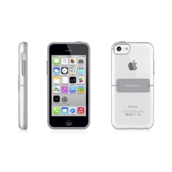 Хибриден кейс с поставка за iPhone 5S, iPhone 5, iPhone SE - Macally HardShell Kickstand (прозрачен)