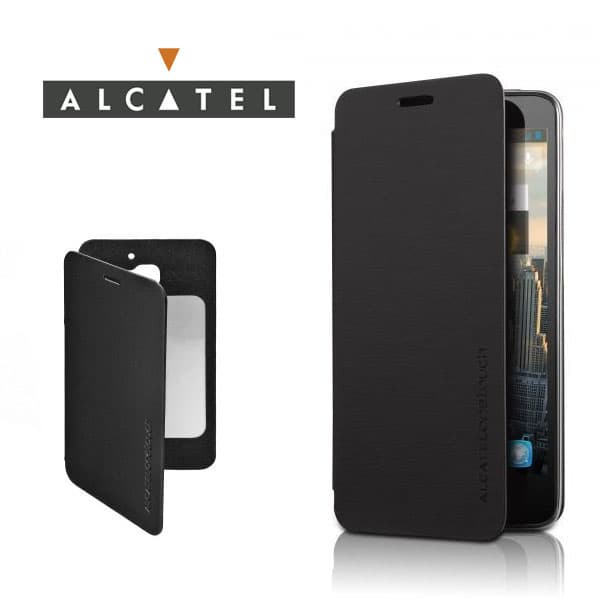Кожен кейс за Alcatel One Touch Idol 6030 - Alcatel Flipcover FC6030 (черен)