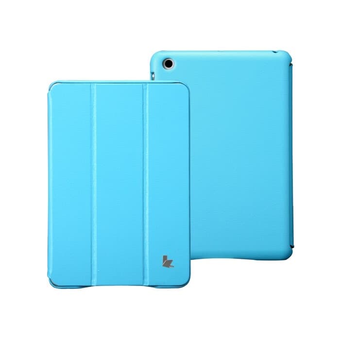 Калъф от естествена кожа и поставка за iPad mini, iPad mini 2, iPad mini 3 - Jison Classic Smart Case (син)
