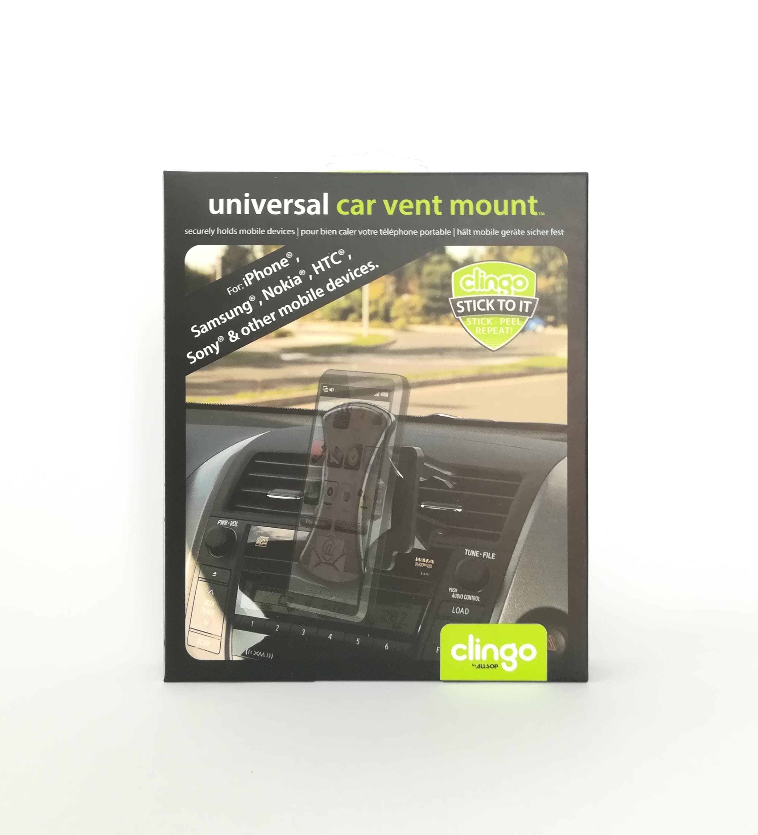 Поставка за радиатора на кола за iPhone и смартфони - Clingo Car Vent Mount (черна)