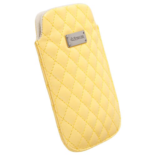Кожен калъф за Samsung Galaxy S2, HTC Sensation, HTC Desire 500, LG и смартфони - Krusell Avenyn Mobile Pouch XXL (жълт)