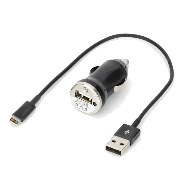 Зарядно за кола и Lightning кабел iPhone 5, iPhone 5S, iPhone SE, iPhone 5C и iPod Touch 5 - USB Car Charger (черен)