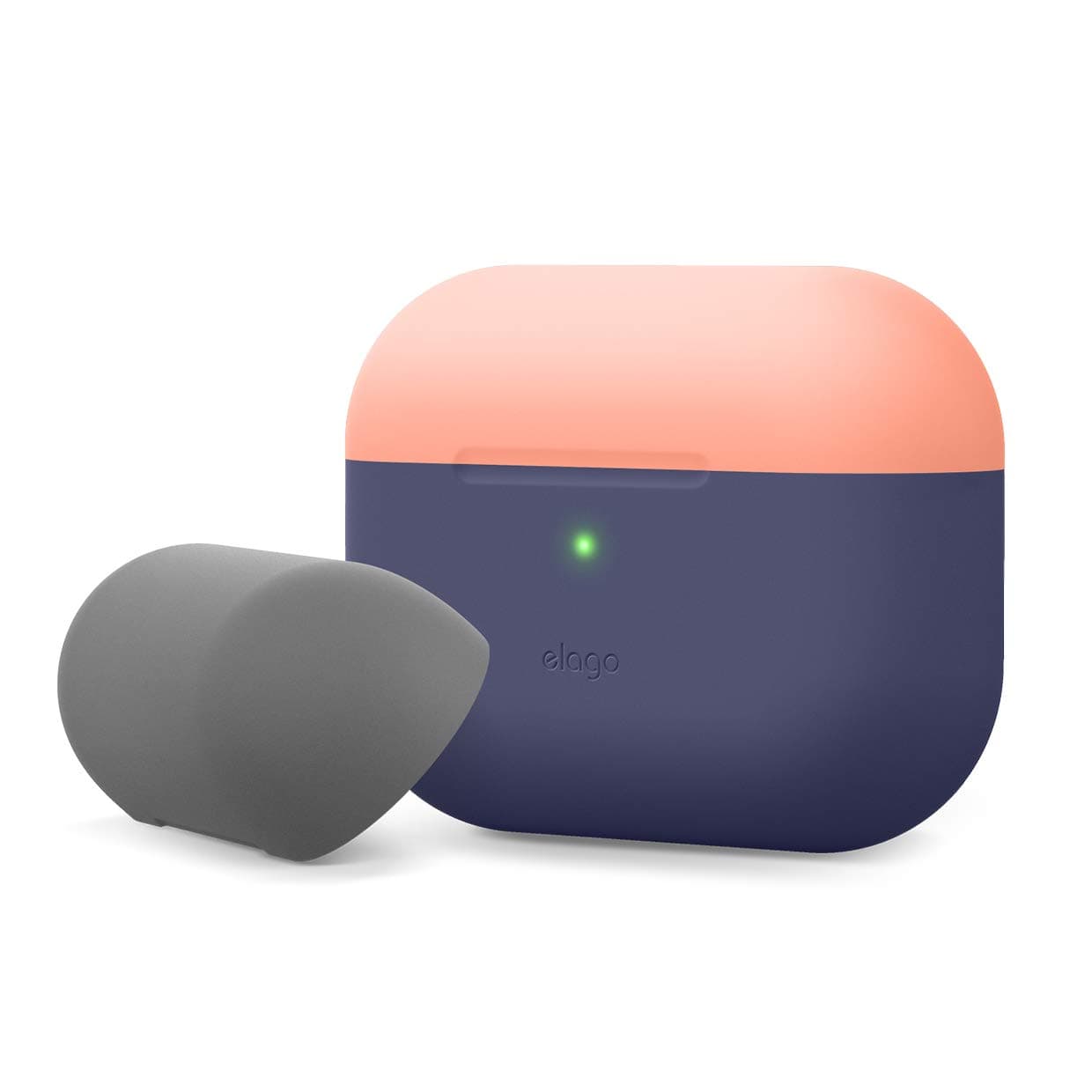 Калъф за слушалки Elago Duo Silicone EAPPDO-JIN-PEMGY, за Apple AirPods Pro, силиконов, тъмносин-оранжев