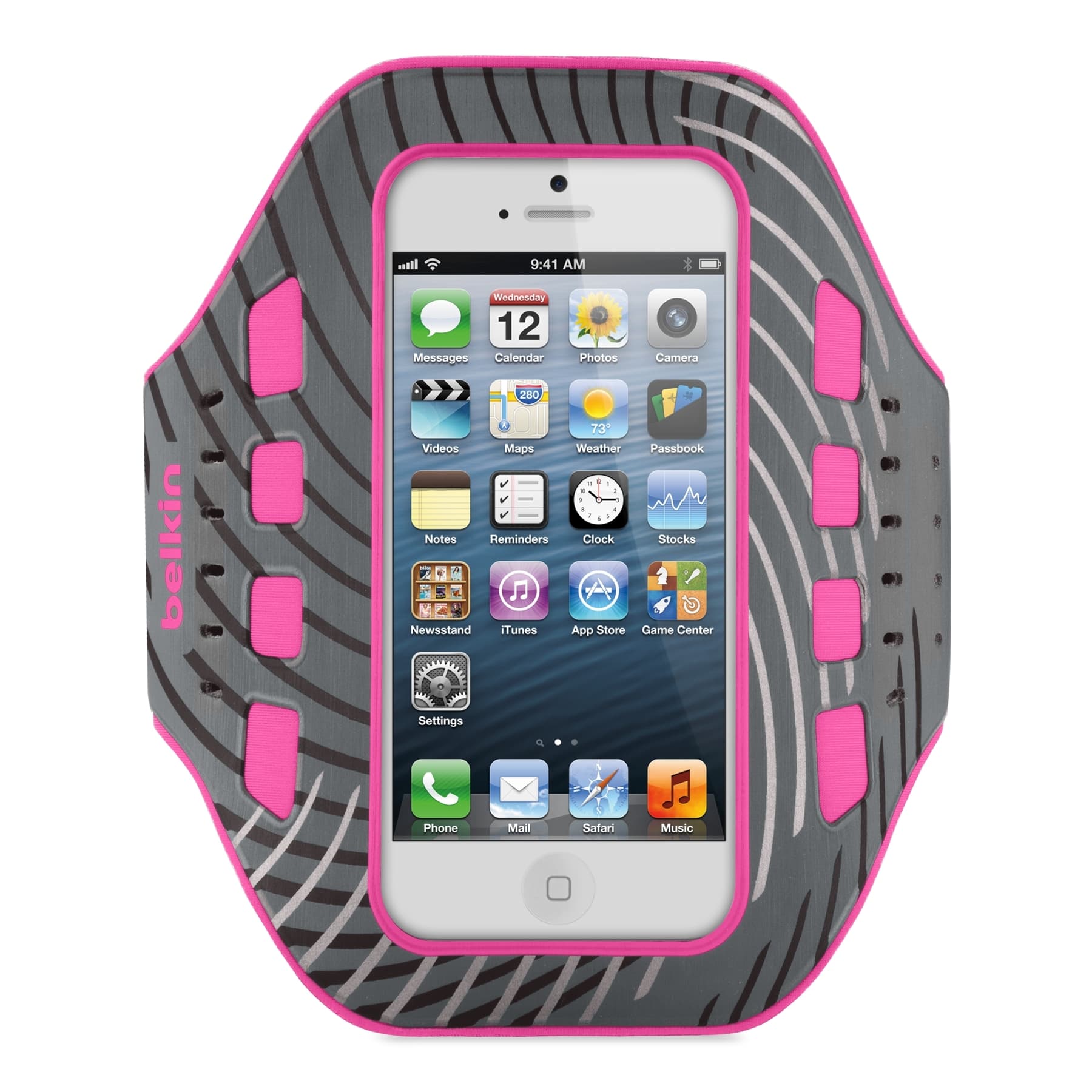 Спортен калъф за ръката за iPhone 5, iPhone 5S, iPhone SE - Belkin ProFit Armband (розов-сив)