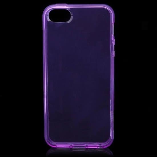 Термополиуретанов калъф за iPhone 5, iPhone 5S, iPhone SE - Protective Translucent TPU Case (лилав-прозрачен)