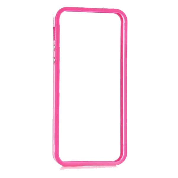 Силиконов бъмпер за iPhone 5, iPhone 5S, iPhone SE - Protective Ultraslim Clear Bumper (розов-прозрачен)