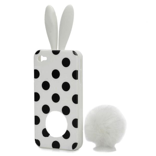Силиконов кейс и поставка за iPhone 4S, iPhone 4 - Rubber Rabbit Case (бял-черен)