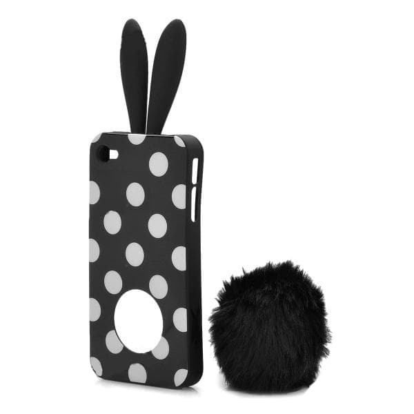 Силиконов кейс и поставка за iPhone 4S, iPhone 4 - Rubber Rabbit Case (черен)