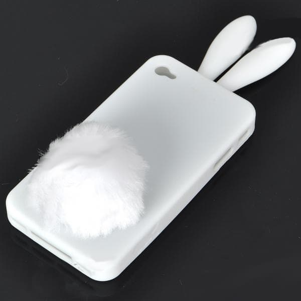 Силиконов кейс и поставка за iPhone 4S, iPhone 4 - Rubber Rabbit Case (бял)
