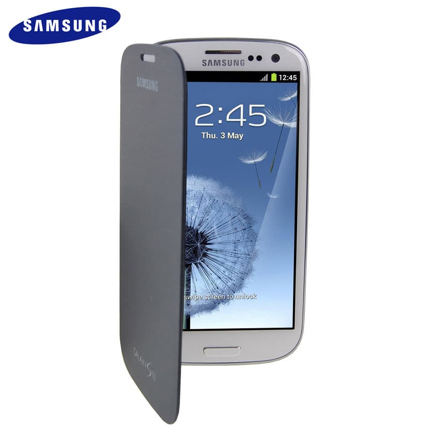 Оригинален кожен калъф за Samsung Galaxy S3 i9300 - Samsung Flip Cover (тъмносин)